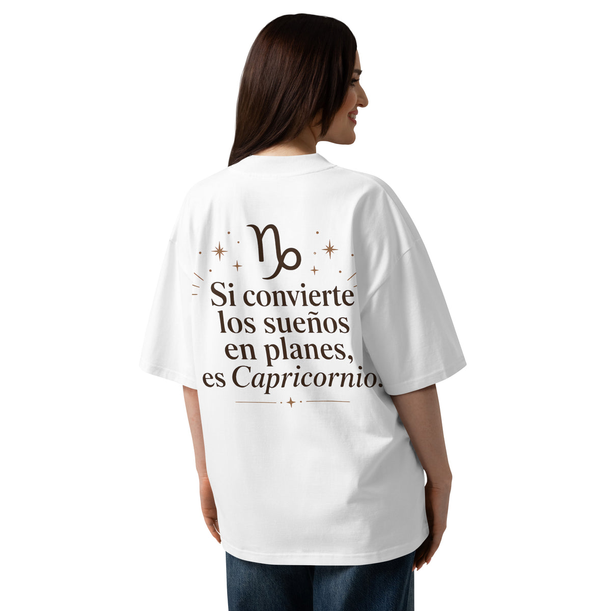 Camiseta unisex oversize Capricornio · Zodiac Collection ALMAGI, vista trasera